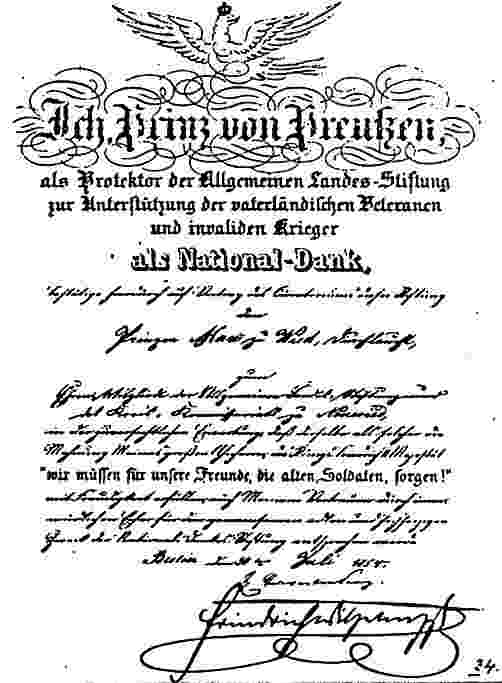 Bild: Urkunde: National Dank vom Prinz von Preußen an Prinz Max